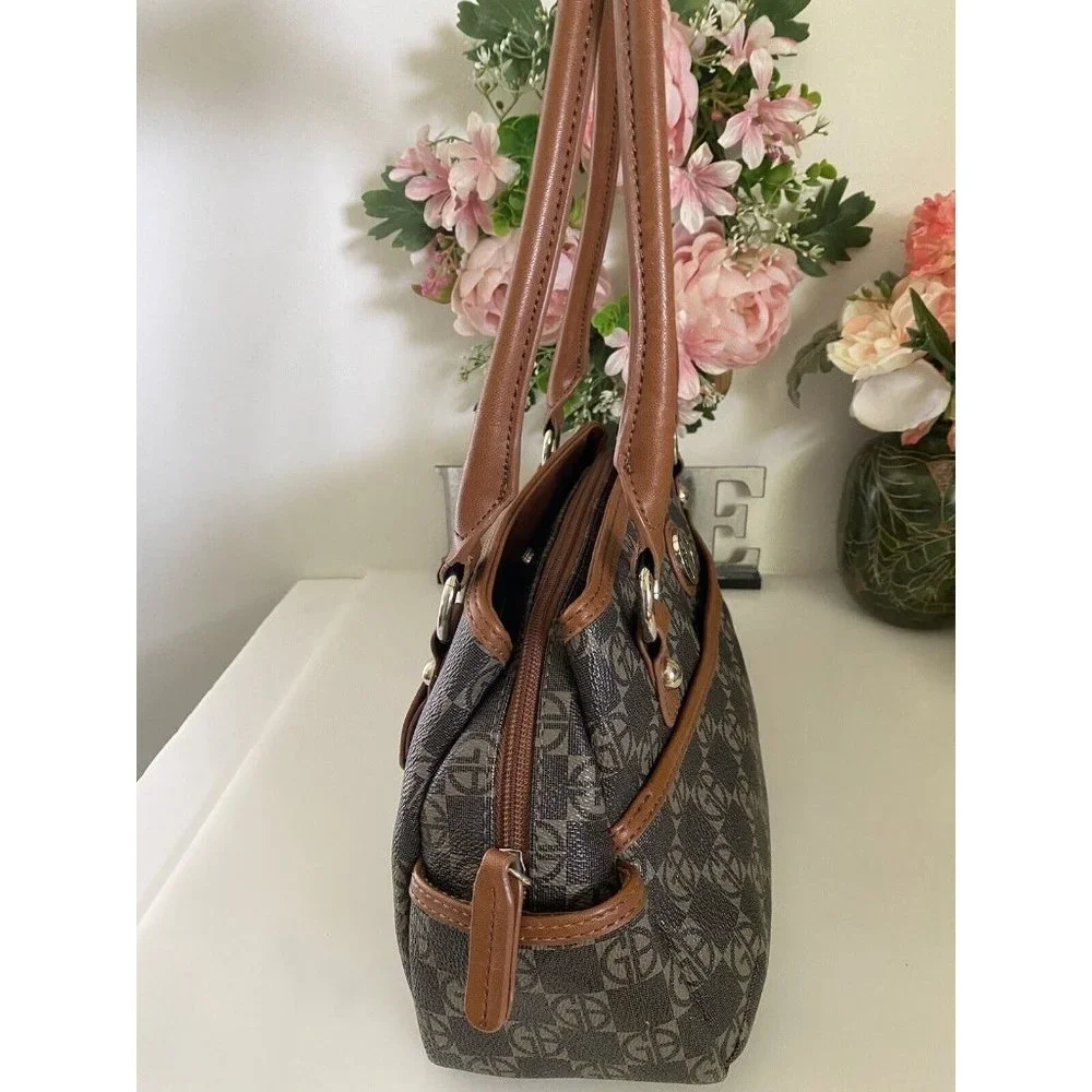 Giani Bernini Women’s Handbag Signature Satchel Jacquard Fabric Trim Vintage EUC